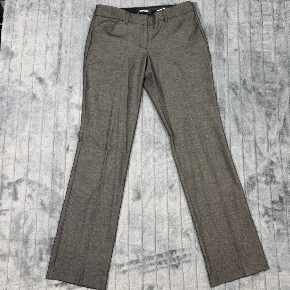 Express Editor Barely Boot Low Rise Dress Pants Gray Textured Stretch Size 6R